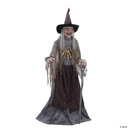 6 Ft Wicked Witch Crone Realistic Servo Motor Animatronic Halloween Haunt Prop