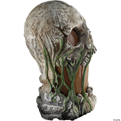 See Video! Life Size Flaming Rotten Skull Animated Halloween Decor Haunted Prop