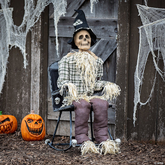 See Video! 4 Ft Rocking Scarecrow Animated Halloween Haunt Decoration Porch Prop
