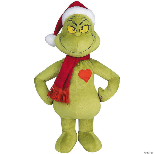19" Grinch Stuffed Greeter with Light Up Heart Christmas Decoration Dr. Suess