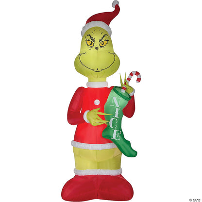 HUGE! 9 Ft Grinch w Stocking Inflatable Christmas Outdoor Yard Decor LED Lighted
