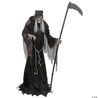 6 Ft Lunging Reaper w Digital Eyes Halloween Haunted Graveyard Prop Animatronic