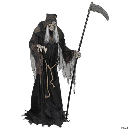 6 Ft Lunging Reaper w Digital Eyes Halloween Haunted Graveyard Prop Animatronic