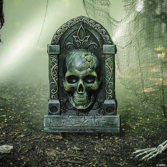 21" Skull Tombstone 3D Graveyard Cemetery Halloween Decoration Haunt Prop Spirit