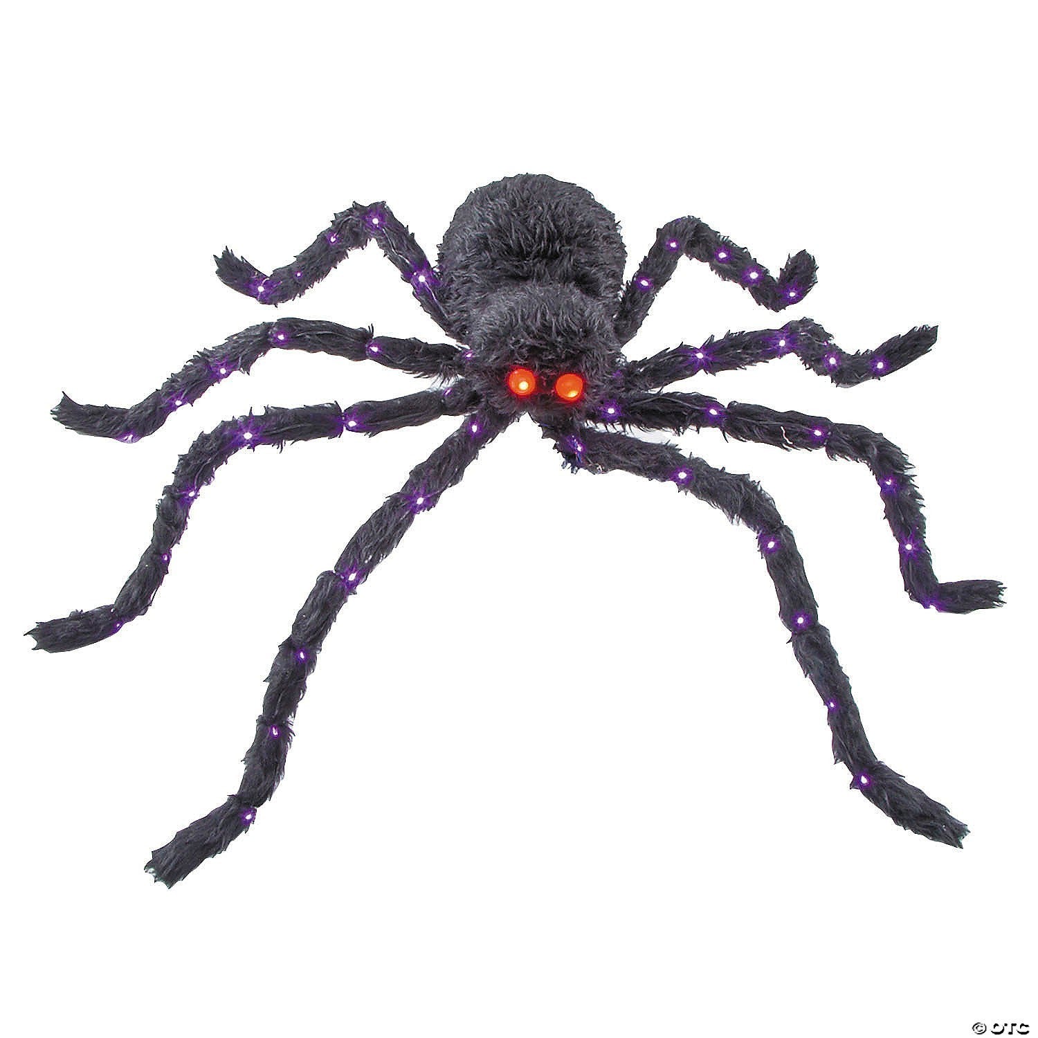 GIANT 4 Ft Lighted Fuzzy Black Spider Halloween Decoration Haunted Prop Spirit