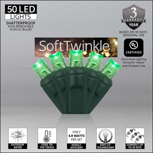 St. Patricks Day Green LED Lights String Soft Twinkle TM Animated Christmas