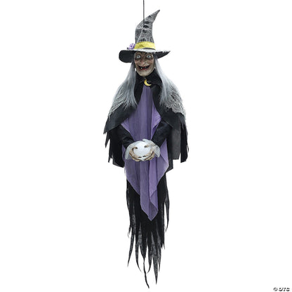 Life Size 5 Ft Witch w Crystal Ball Animated Halloween Decor Haunt Porch Prop