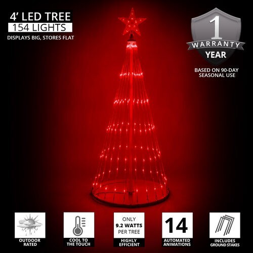 4' 6' 9' 12' Red Animated LightShow Cone Tree Christmas Outdoor Yard LED 14 Mode