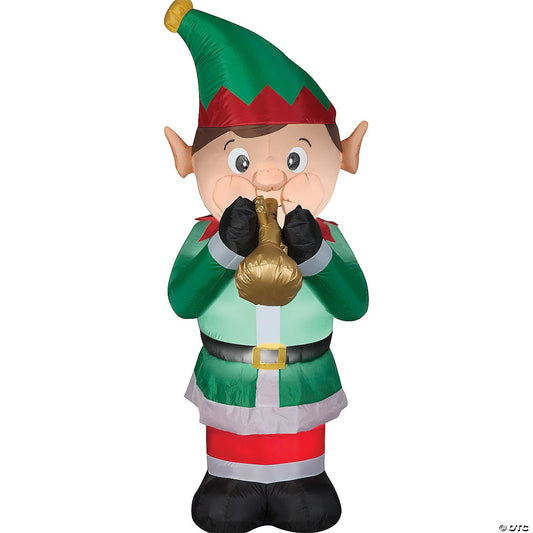 6 Ft Animated Elf w Trumpet Christmas Inflatable Outdoor Yard Decoration Lighted
