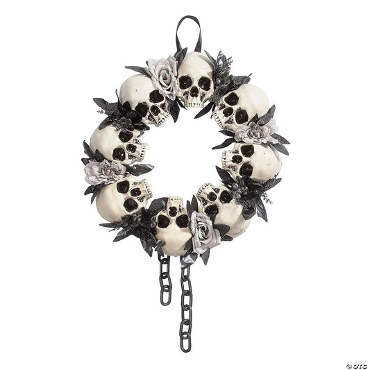 23" Skeleton Skulls & Roses Gothic Wreath