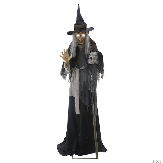 6 Ft Lunging Haggard Witch Crone Talk Animatronic Halloween Haunted Prop Decor