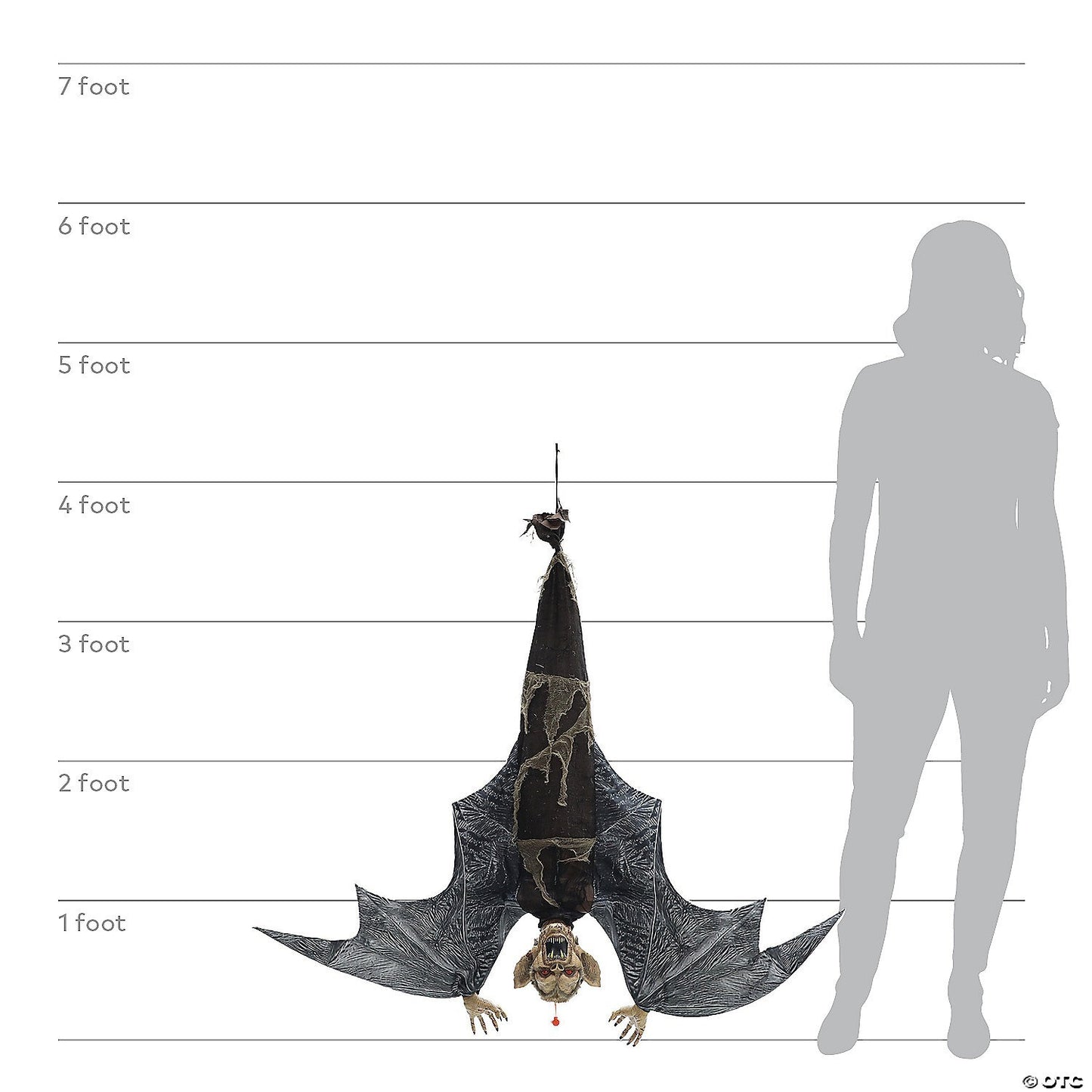 Giant 46" Hanging Vampire Bat Wings Animated Outdoor Halloween Haunt Prop Moving