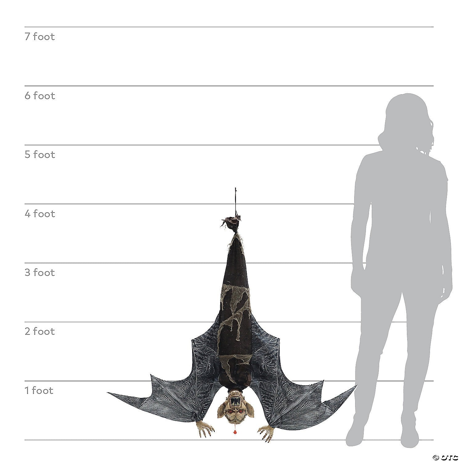 Giant 46" Hanging Vampire Bat Wings Animated Outdoor Halloween Haunt Prop Moving