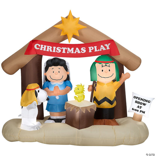 5.8 Ft Charlie Brown Nativity Peanuts Outdoor Christmas Inflatable Yard Decor