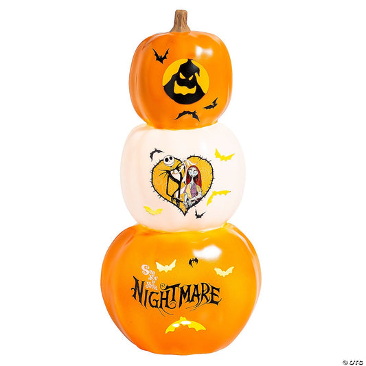 18" Nightmare Before Christmas Lighted Stacked Pumpkins Outdoor Halloween Decor