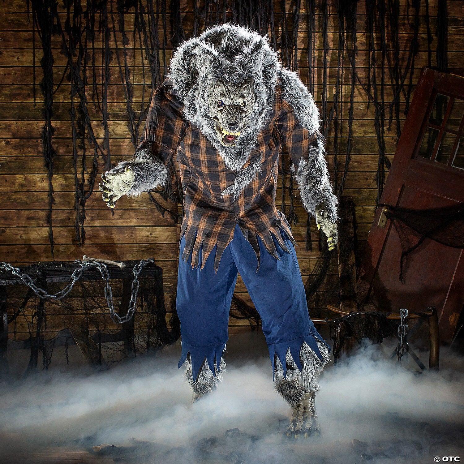 Giant 7.5 Ft Hulking Werewolf Animatronic Halloween Haunt Yard Prop Digital Eyes