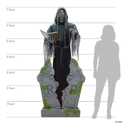 7 Ft Soul Stealer Tombstone Graveyard Animatronic Halloween Haunt Prop Animated