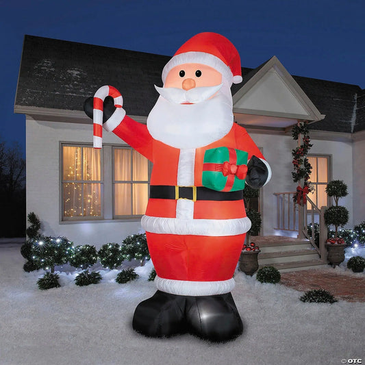 GIANT! 82" Santa with Candy Cane & Gift Inflatable