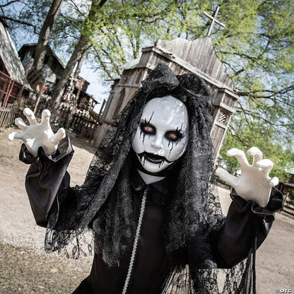 See Video LifeSize Jaw Drop Black Bride Animated Halloween Haunt Yard Prop Decor