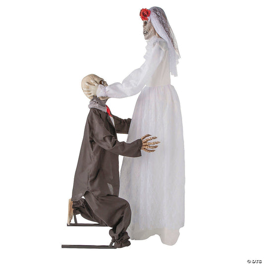 5 Ft 10" Animated Halloween Bride Groom Skeleton Haunted Spirit Prop Decor 2025