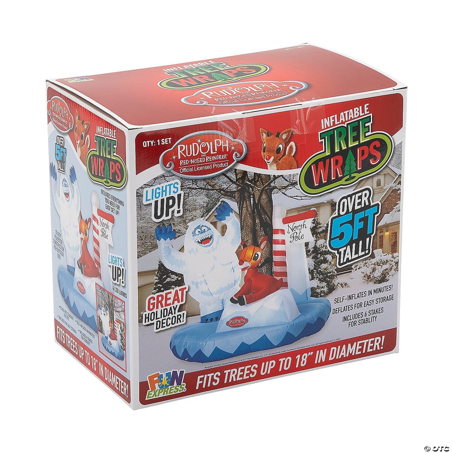 5 Ft Rudolph Bumble Tree Wrap Inflatable Outdoor Yard Decoration with LED Lights