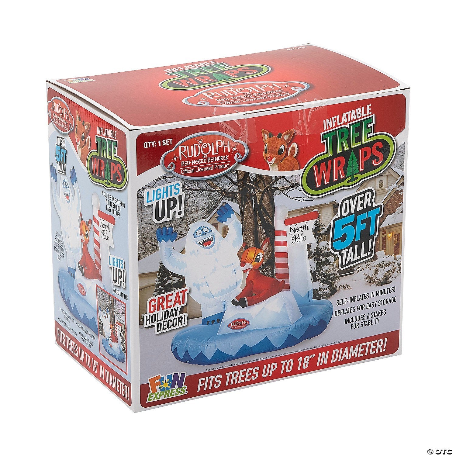 5 Ft Rudolph Bumble Tree Wrap Inflatable Outdoor Yard Decoration with LED Lights