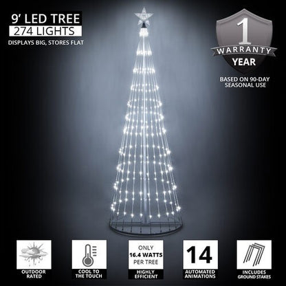 4' 6' 9' 12' Cool White Animated LightShow Cone Tree Christmas Outdoor Yard LED