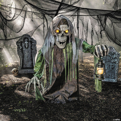 4.10Ft Rotten Reaper Skeleton Grave Spirit Animatronic Halloween Haunt Prop 2025