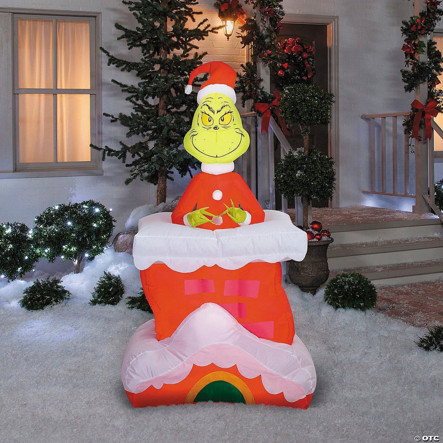 5.6' Animated Grinch Pop Up Chimney Inflatable Christmas Outdoor Yard Decoration