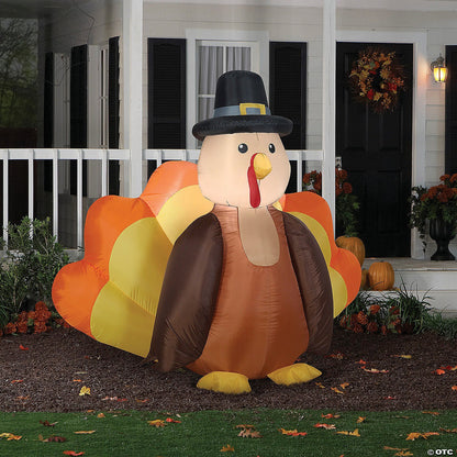 78" Harvest Turkey Thanksgiving Outdoor Airblown Inflatable Yard Decoration LED