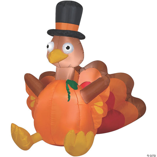 6 Ft Turkey Pumpkin Thanksgiving Outdoor Airblown Inflatable Yard Decoration