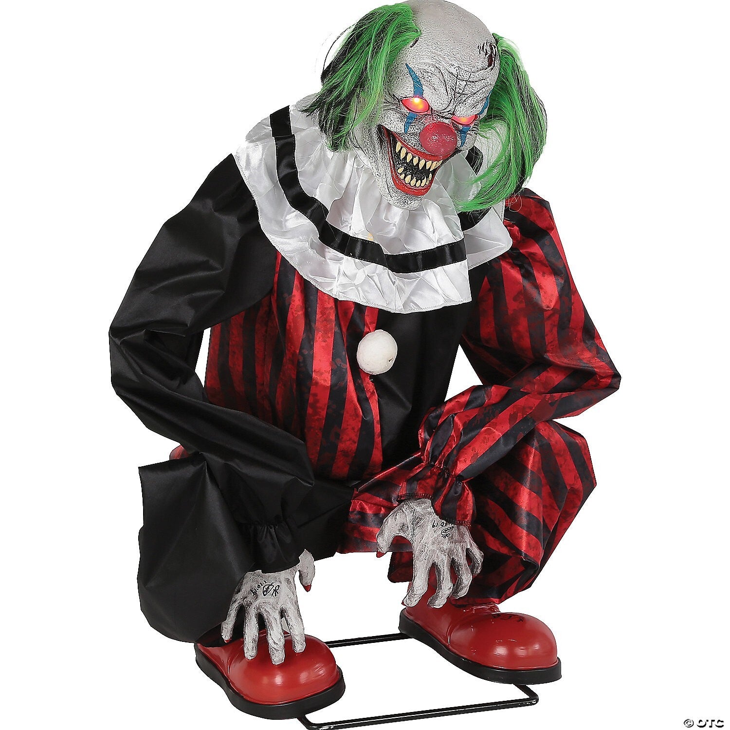 Life Size Evil Crouching Clown Animated Halloween Prop Haunted Circus Carnival
