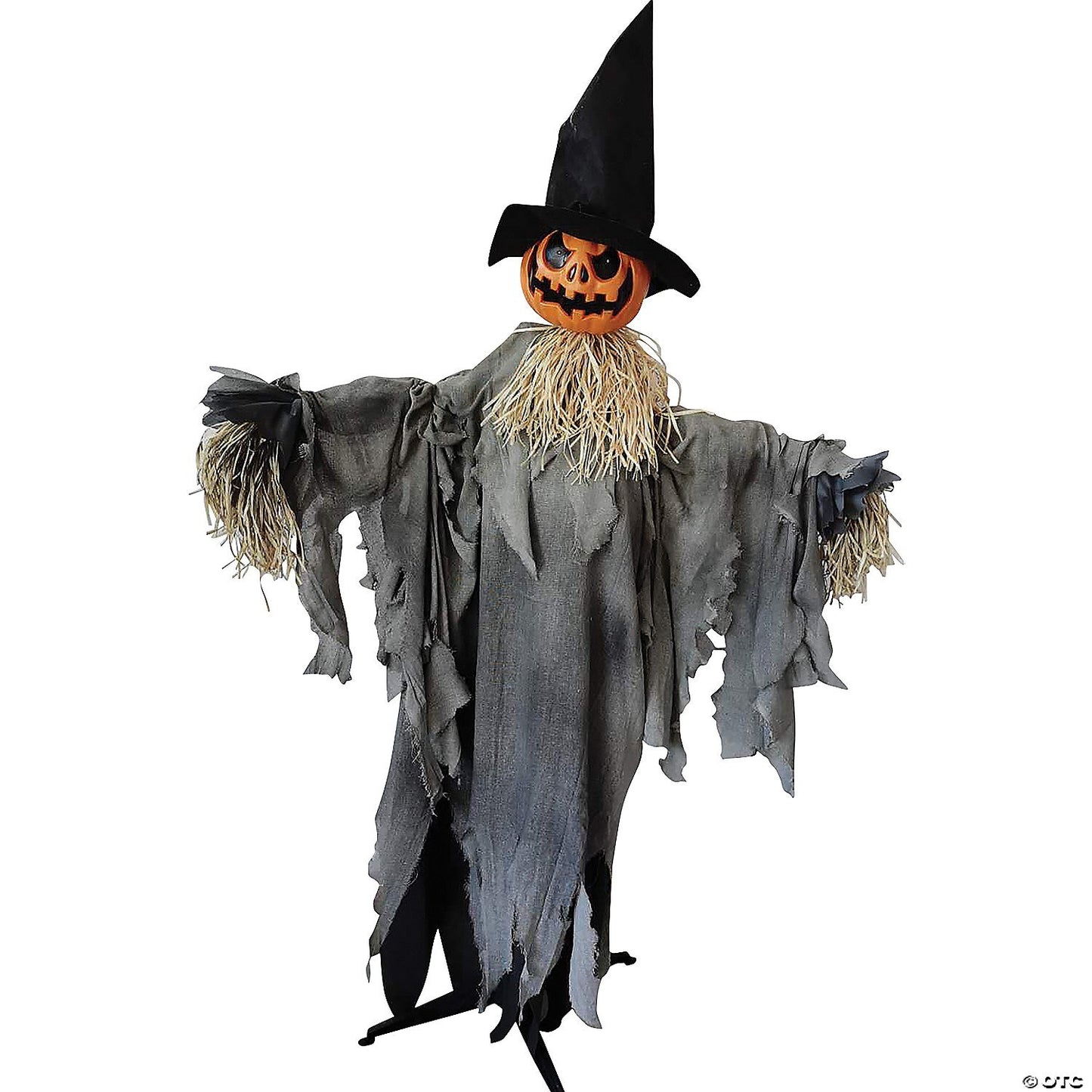 Life Size 6 Ft Standing Pumpkin Scarecrow Animated Halloween Haunted House Prop