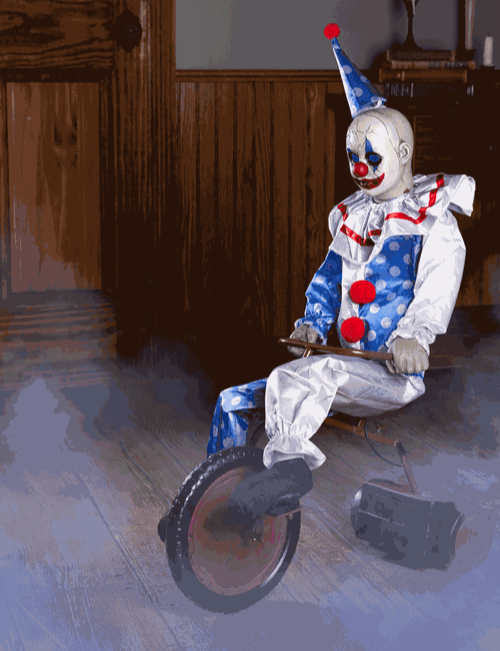 32" Clown Tricycle Animatronic Halloween Haunted Prop Decor Circus Carnival Doll