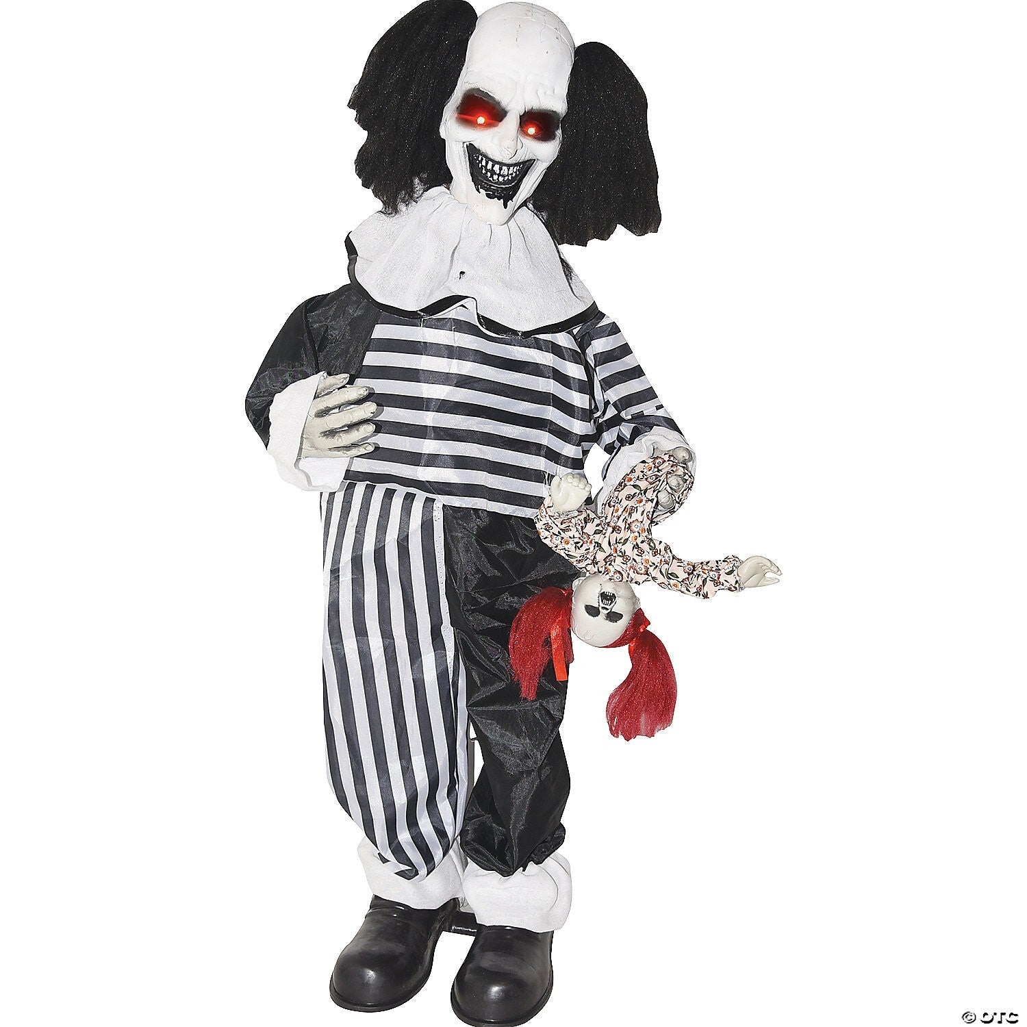 Evil Clown Doll w Stand Lighted Eyes Halloween Outdoor Decoration Prop Haunted