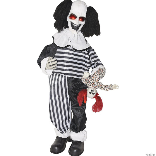 Evil Clown Doll w Stand Lighted Eyes Halloween Outdoor Decoration Prop Haunted