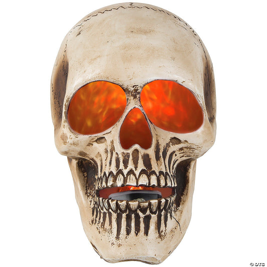 10" Lightshow Flaming Skull Projection Light Halloween Outdoor Decor Haunt Prop