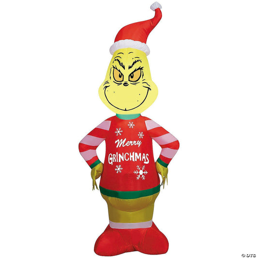 4 Ft Grinch Merry Grinchmas Sweater Inflatable Christmas Outdoor Yard Decoration
