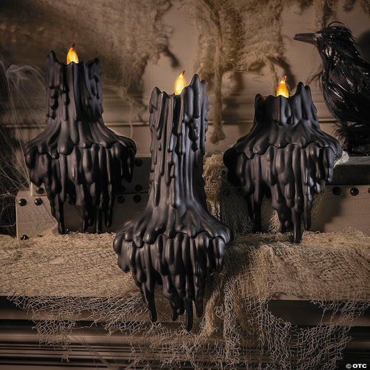 Black Flame Melting Candles Halloween Spirit Haunted Hocus Pocus Decor Prop 2025