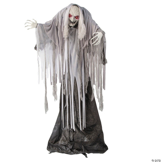 5 Ft 5in Animated Wrinkled Witch Hag Spirit Halloween Decor Haunted Prop 2025