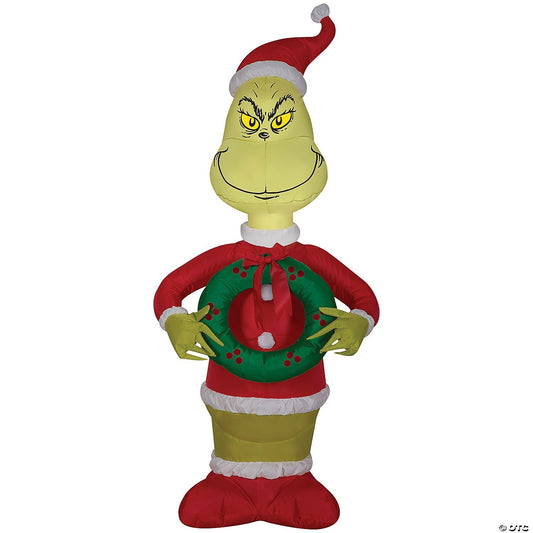 48" Grinch with Wreath Inflatable Christmas Outdoor Yard Decoration Holiday