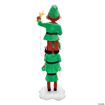 6.5 Ft Elf Stack Animated Lights & Sound Outdoor Christmas Yard Decoration Porch