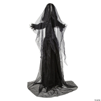 LifeSize 5' Bride in Black Dress Animated Doll Corpse Halloween Haunt Prop Decor