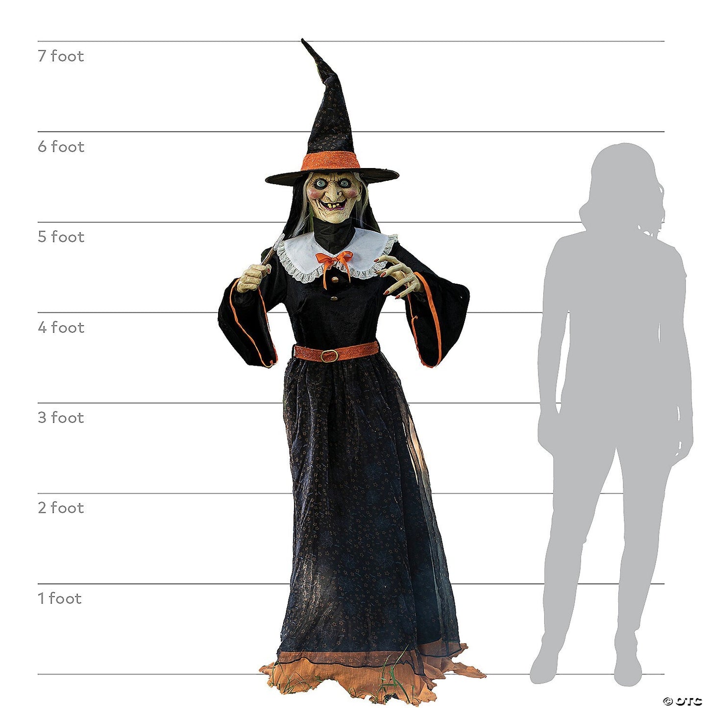 Life Size 7 Ft Whimsical Witch Talking Animated Halloween Haunt Prop Crone Decor