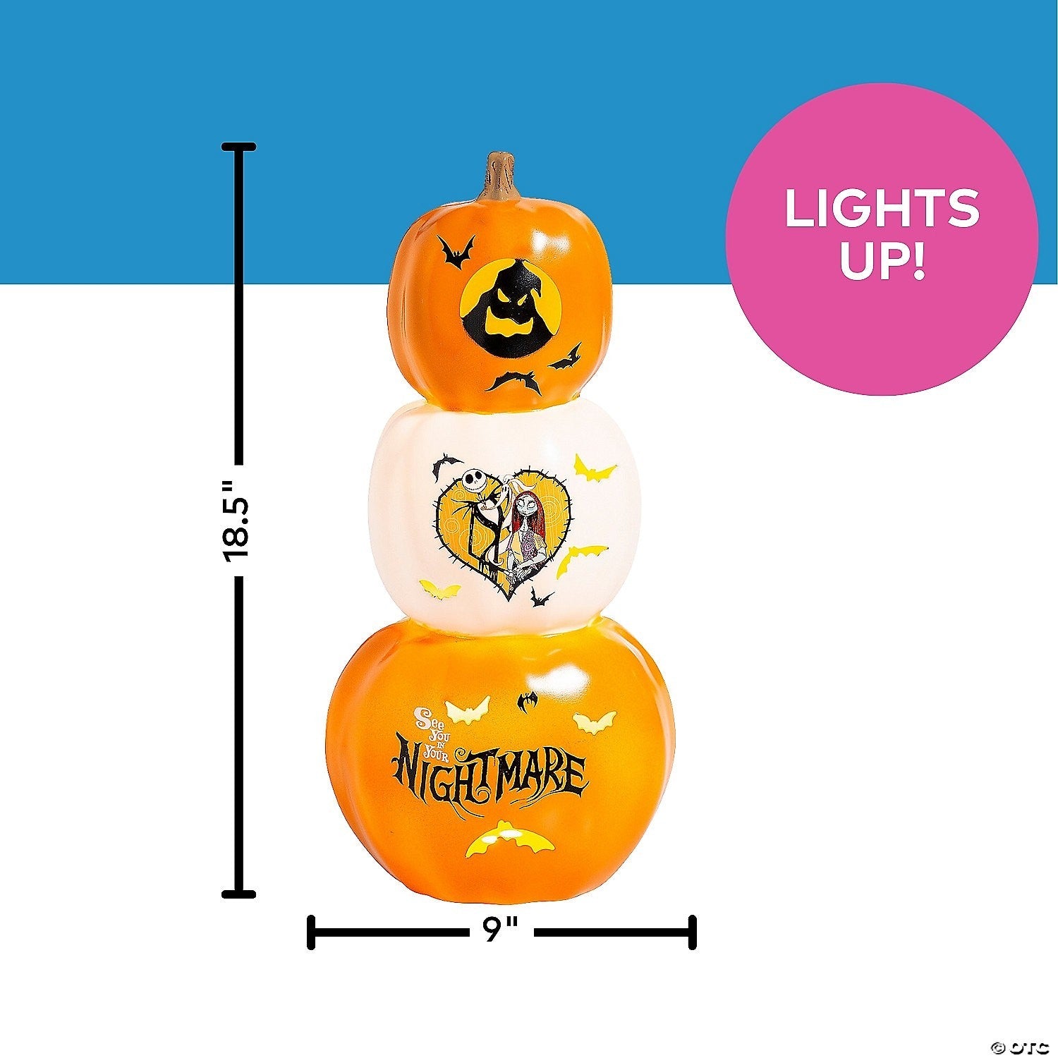 18" Nightmare Before Christmas Lighted Stacked Pumpkins Outdoor Halloween Decor