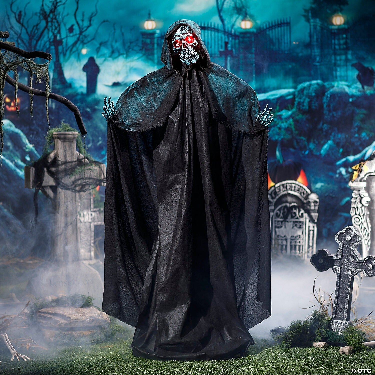 See Video! LifeSize Death Skeleton Statue Animatronic Halloween Haunt Yard Prop