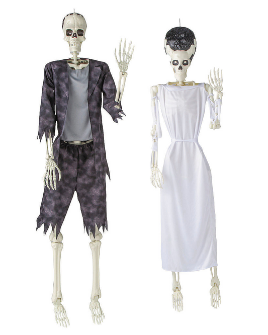Life Size Frankenstein & Bride Skeleton Posable Halloween Decoration Haunt Prop