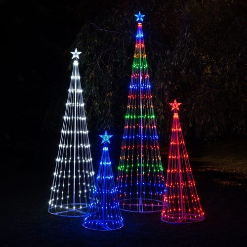 4' 6' 9' 12' Cool White Animated LightShow Cone Tree Christmas Outdoor Yard LED