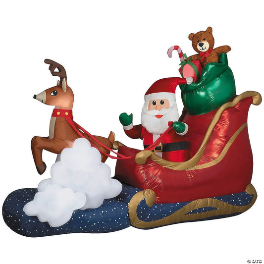 GIANT! 84" Animated Santa Sleigh Rocking Reindeer Inflatable