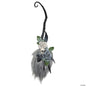 35" Hanging Broom Skull Roses Door Wall Halloween Home Decoration Haunt Porch